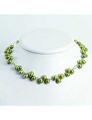 925 Sterling Silver Green Freshwater Cultured Pearl Necklace