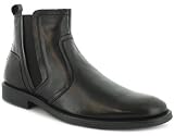 Mens Black Leather Timeworn Hush Puppies Chelsea Boots (Generous Fit) - Black - UK 6-12