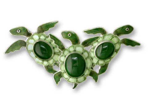Childrens Toyshop  Jewelry : Clearly Charming Jade Turtle Sterling Silver and Enamel Pin