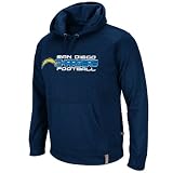 NFL Men's San Diego Chargers Gridiron Hood III Long Sleeve Hooded Fleece Pullover (Navy Marled/Navy, X-Large)