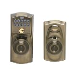 Schlage FE595 CAM 609 GEO Camelot Keypad Entry with Flex-Lock and Georgian Style Knobs, Antique Brass