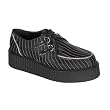 Demonia Men's CREEPER-401, 2" Platform Black Satin Zipper Trimed Pinstrip Creeper