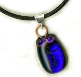 Baerreis - Sparkling Cobalt Blue Fused Glass Pendant - Hand Wrought Copper Wire - Cross - 17 inch cord