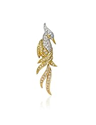 Diamond 18k Two Tone Gold Bird Brooch Pin