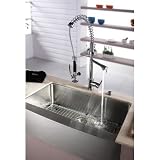 Kraus KHF200-33-KPF1602-KSD30CH Stainless Steel Farmhouse Kitchen Sink Chrome Fa