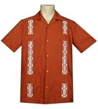 Father's Day Special - Men's Guayabera Shirt - Cool Mexican, Cuban Wedding and Cigar Clothing, 100% Cotton Burnt Orange