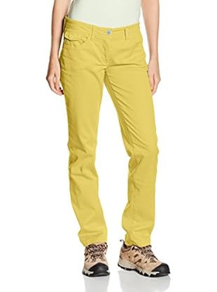 THINK PINK Pantalón Trekking Pantalone Donna"Think Pink"Slim Fit Gabardina Stretch Tinto Capo Lavato Enzimi,Tasche Jeans Davanti (Mostaza)