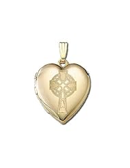 14K Yellow Gold "Sweetheart" Celtic Cross Locket 3/4 inch x 3/4 inch in Solid 14K Yellow Gold