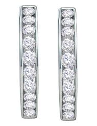 1.5 cttw 14k White Gold Diamond Round Cut Channel Set Hoop Earrings (Real Diamonds: 1.5 cttw)