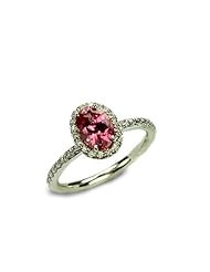 1.34 Carats Natural Spinel and Diamond 14k White Gold Ring