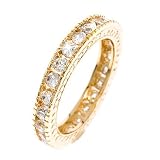 Channel Set CZ Diamond Gold Vermeil Eternity Stack Ring