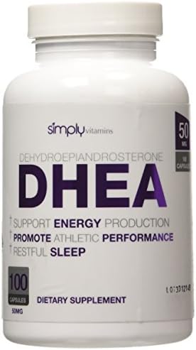 Simply Vitamins DHEA 50mg 100 Capsules - Promotes Healthy Hormone Levels in Men and Women - More Youthful Feeling and Increased Energy Levels - Feel Younger Naturally