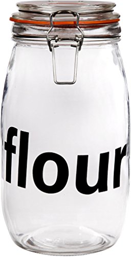 Clear Glass 53-oz 'Flour' Canister Jar with with Locking Clamp Lid, 10