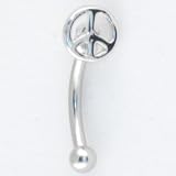 Curved Eyebrow Barbell - Peace Sign: 16g 5/16 Silver