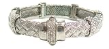 Just Give Me Jewels Silvertone Woven Basketweave Magnetic Bangle Bracelet