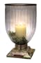 Shastra 19-Inch Hurricane Candle Holder with Inlaid-Stone Base, Green Party