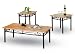 3 Piece Black Metal & Oak Coffee Table Set - Coffee Table 2 End Tables