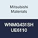 Mitsubishi Materials WNMG431SH UE6110 CVD Coated Carbide WN Type Negative Turning Insert with Hole, Trigon, 0.5" IC, 0.187" Thick, 0.016" Corner Radius, SH Breaker (Pack of 10)