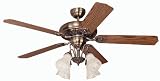 Yosemite Home Decor  Rosie-AB 52-Inch Ceiling Fan with Light Kit, Antique Bronze Frame with Oak Blades and Sand Spray Shades