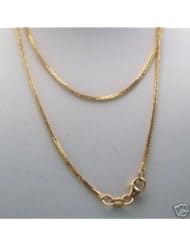 Solid 18k (750) Yellow Gold Square Wheat Link Chain Necklace (1.1mm ), 24" Italian 2.9g
