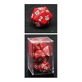 Polyhedral 7-Die Opaque Dice Set - Deep Red with Silver