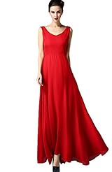 V-neck Chiffon/Linen Sleeveless Ankle Length  Dress With a Sash 