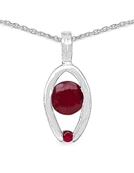 0.60 Carat Genuine Ruby Sterling Silver Pendant Necklace. 18"
