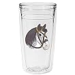 Horse (Gray & White) 12 oz Slimline Insulated Beverage Tumbler, Clear