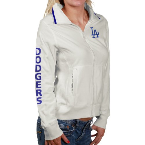 L.A. Dodgers Ladies White Frost Full Zip Fleece Jacket (Medium)