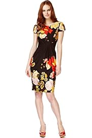 Slash Neck Rose Print Shift Dress