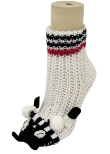 White and Black Panda Bear NON Skid 3d Animal Slipper Socks with Grips