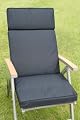 UK-Gardens Black Garden Furniture Large Seat And Back Full Folding Recliner Arm Chair Cushion - Removable cover - Double Piped - Indoor or Outdoor Use by UK-Gardens