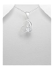 Heart CZ Pendant Necklace In 92.5 Sterling Silver