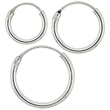 41zNrSRtYtL. SL160  Sterling Silver Jewelry: Sterling Silver 8mm 10mm & 12mm Tiny Endless Hoop Earrings Set