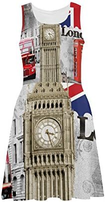 iHomeStore UK Flag Custom Summer Sundress Sleeveless Casual Fit Vest Dress L