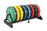 Rubber Bumper Plate Black 5 Pair Set with Ader Plate Rack, Great Gift!