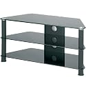 Jual JF004BB Black Legs/BlackGlass Plasma TV Stand