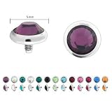 Grade 23 Titanium Gem Birth Stone Dermals - 5mm - 14g - Aqua - Sold Individually