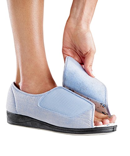 Womens Open Toed Sandal Shoes With VELCRO® Brand Fasteners - Wide Width - Denim 9