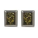 Sterling Silver Green Amber Clip Earrings