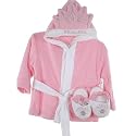 Newborn Boys Girls Princess Slugger Bath Robe and Slipper Bath Set