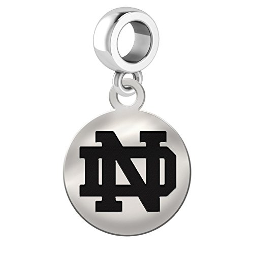 Notre Dame Fighting Irish Sterling Silver Round Drop Charm Fits European Style Bracelets