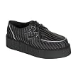CREEPER-401CREEPER 2 Inch Gothic Platform Black Shoe Zipper Trimed Pinstripe Creeper Shoes MENS SIZING