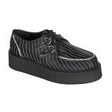 CREEPER-401CREEPER 2 Inch Gothic Platform Black Shoe Zipper Trimed Pinstripe Creeper Shoes MENS SIZING
