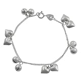 Sterling Silver Jingle Bells and Hearts Bracelet