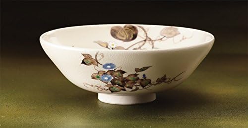 Kyo-yaki Matcha Tea Bowl "Uri ni Asagao (Cucumis and Morning Glory)"