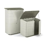Plastic Indoor/Outdoor Storage Sheds - Sandstone shed/olive lid