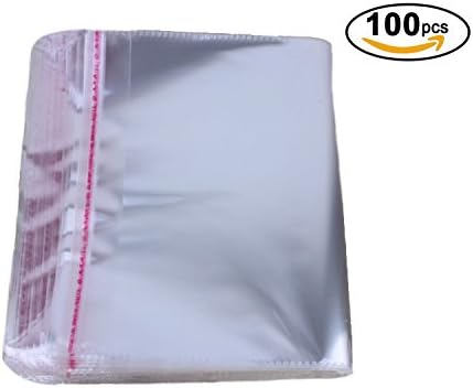 Metoke 100pcs Flat Plastic Self Adhesive Sealing Bags Closure Resealable Pouches (30*40, Transparent)