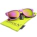 zeroUV Retro Bright Horn Rimmed Sunglasses with Colorful Mirrored Lenses - UV400 (Hot Pink)
