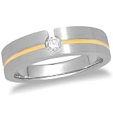 14k Two-Tone Gold Men's Machine Set Diamond Band (.15 ct, G-H Color, I1 Clarity)